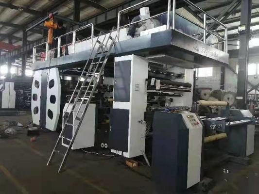 เครื่องพิมพ์เฟล็กโซกลองกลางหกสีแบบประหยัดพร้อม 6 สี UV DIE CUT SLITTING SERVO สำหรับฉลากสติกเกอร์อัตโนมัติ