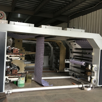 เครื่องพิมพ์เฟล็กโซกลองกลางหกสีแบบประหยัดพร้อม 6 สี UV DIE CUT SLITTING SERVO สำหรับฉลากสติกเกอร์อัตโนมัติ